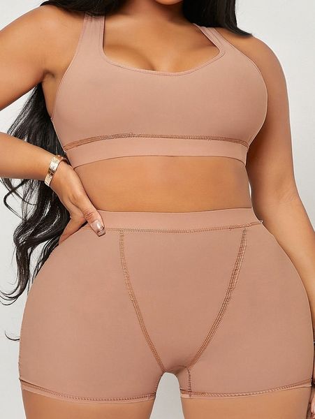 

plus solid shapewear with shorts set a9h1#, Black;white