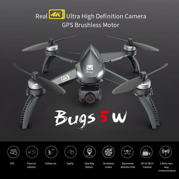 

mjx b5w drone gps brushless bugs 5g rc 2.4ghz quadcopter upgraded 4k wifi dron fpv camera hd auto return 20min drones time toys