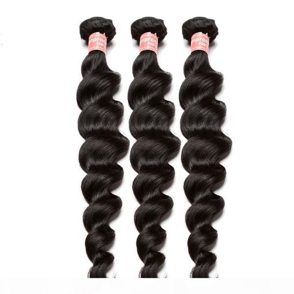 

loose wave bundles brazilian virgin hair weave bundles 100% human hair extension one piece natural color dolago, Black