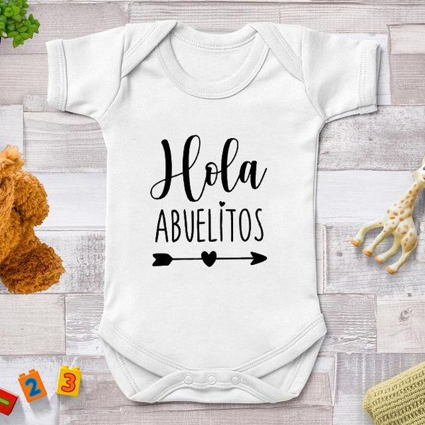 

rompers born baby bodysuit hola abvelitos print short sleeves cotton toddler sleepwear infant jumpsuit boys girls outfits, Blue
