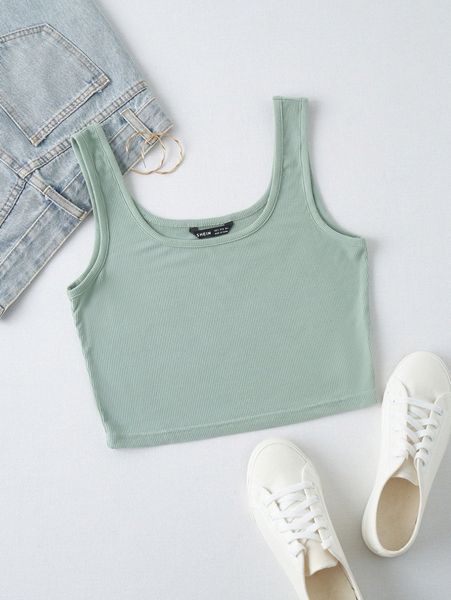 

rib-knit crop tank i1ib#, White