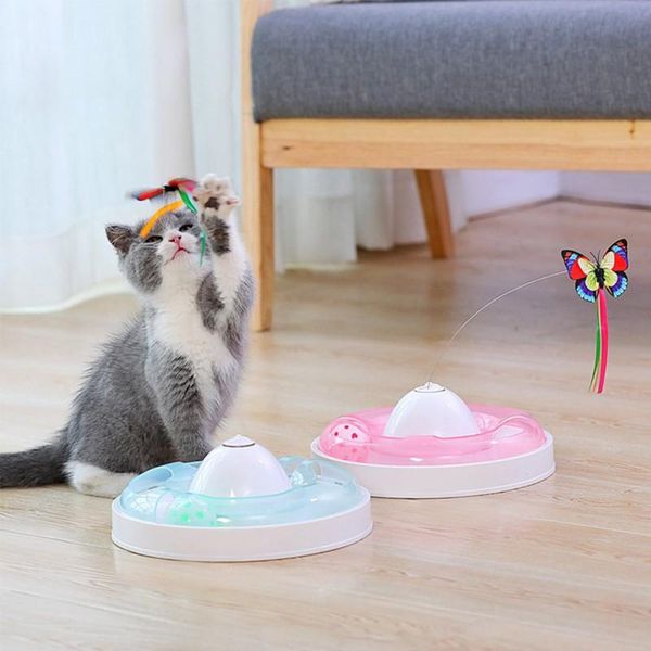 

cat toys funny ball training automatic electric rotating butterfly and turntable toy 2 colors(without battery)