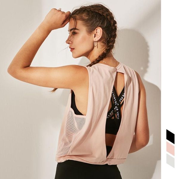 

yoga outfit women's tank workout sportswear for women gym t-shirt open back sport blouses fitness shirt hollow vest