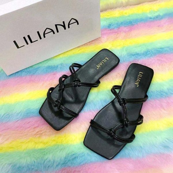 

slippers ladies summer autumn indoor outdoor home casual candy color straps comfortable fashion style 2021 flat bottom girl, Black