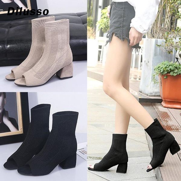 

boots women's high heels socks autumn winter fashion knitted stretch women black ankle sock 2021 sell1