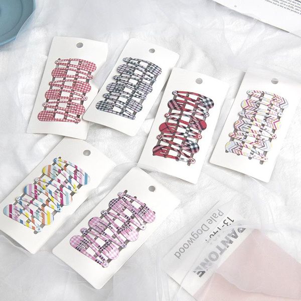 

hair accessories 2021 korean style cute plaid stripe kids clips 3 pairs baby girls barrettes snap hairpins headwear, Slivery;white