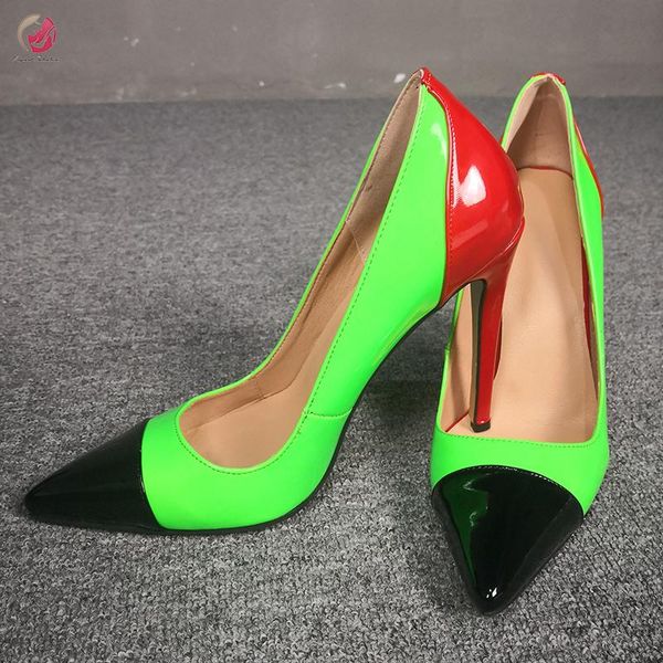 

dress shoes original intention stylish green black pointed toe thin high heels woman pumps party club date female plus size 4-15