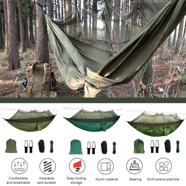 

tents and shelters portable outdoor mosquito net hammock double 210t nylon anti-mosquito parachute cloth air camping tent hanging sleeping s