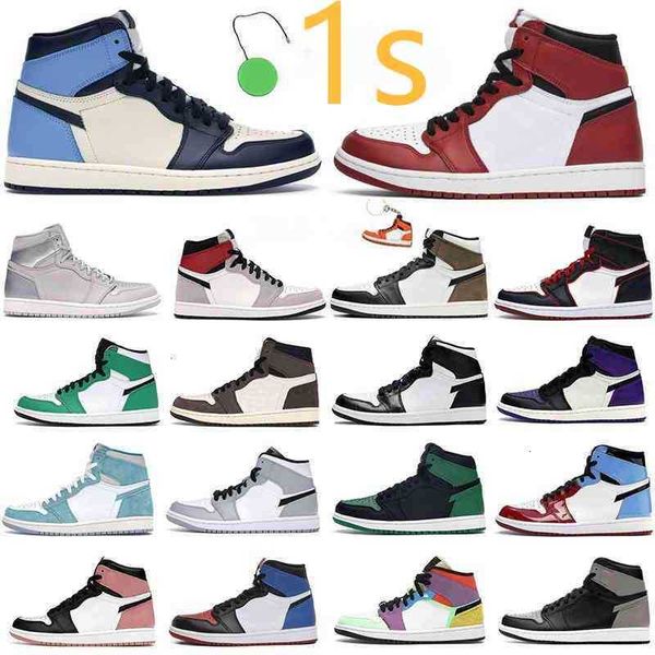 

boots basketball shoes mens 1s sneakers jumpman 1 high og chiacago obsidian dark mocha light smoke grey men women fashion outdoor sports tra, Black