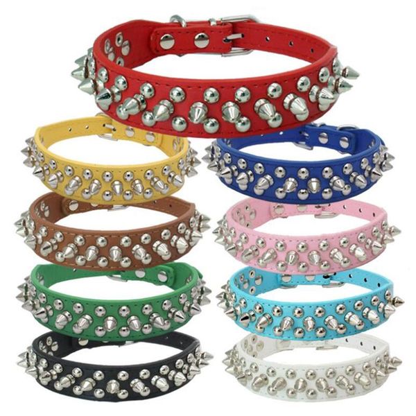 

selling large dog spiked studded leather dog collar puppy medium large breeds pitbull mastiff boxer bully 9 colors xxs-xxl