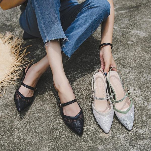 

med large size clear heels spring shoes chunky sandals buckle strap 2021 summer suit female beige shallow mouth medium big block, Black