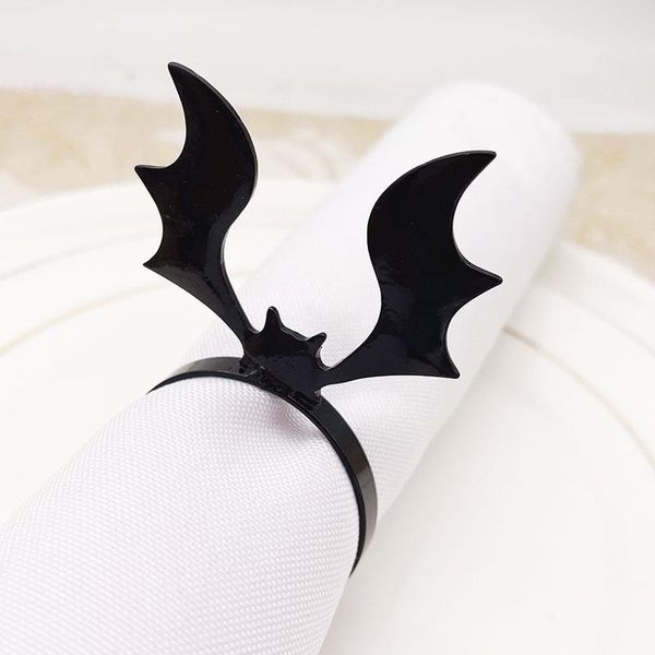 

napkin rings 10pcs/lot halloween ring black three-dimensional bat button holiday party deskdecoration