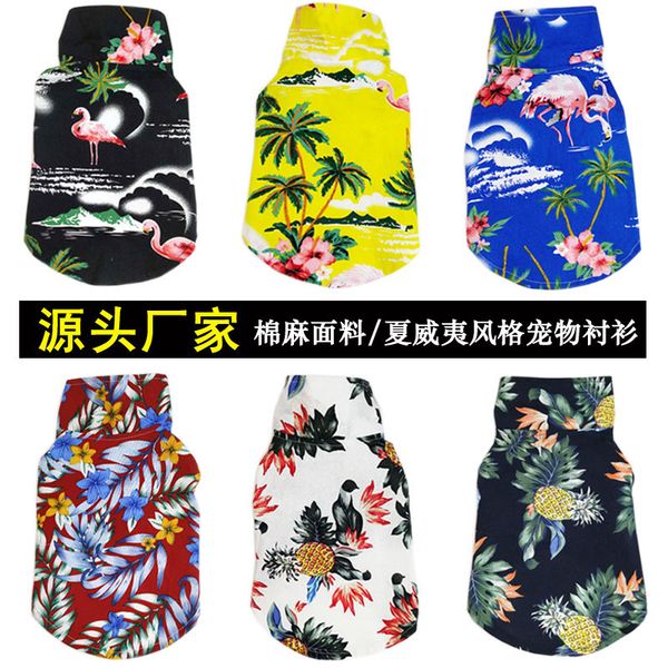 

pet cloth summer thin dog shirt hawaiian dog shirt teddy small and medium cat fadou