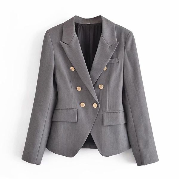 

women's suits & blazers 2021 blazer women double-breasted long sleeves fashion casual elegant lady slim femme veste, White;black