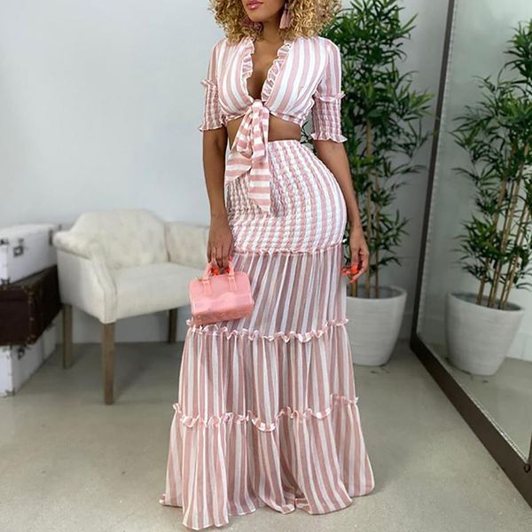 

fashion trend summer casual breathable women's two-piece striped perspective slim women's dress, Black;gray