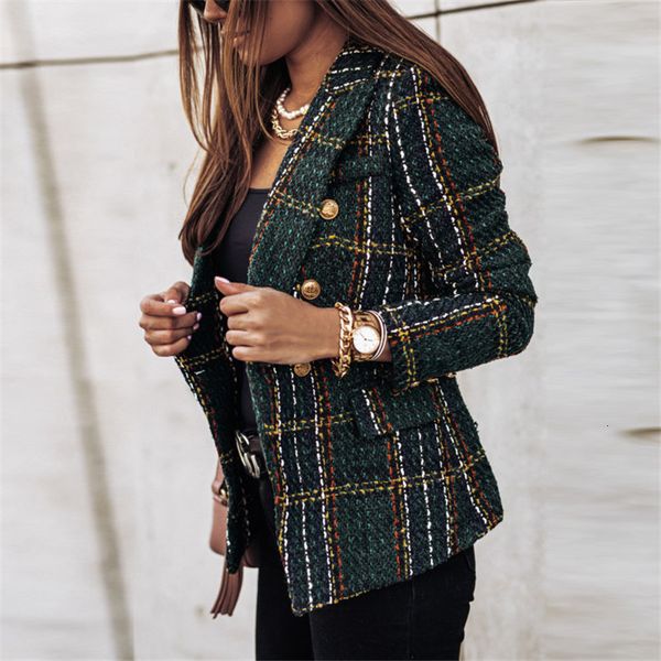 

fashion s vetement onoti autumn chess female ladies in blazer tweed jacket chaquette cuadros mujer rs89, Black;brown