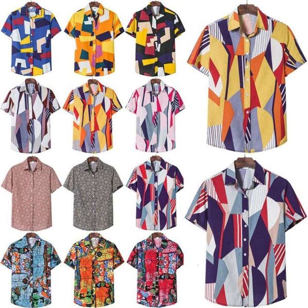 

20212020 new large short sleeve fashion printed british men's shirt, White;black