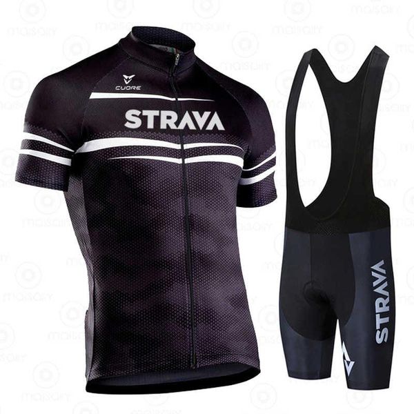 

racing sets 2021 strava cycling jersey pro team man maillot custom made suits mtb bib shorts clothes set men bike ropa ciclismo, Black;blue