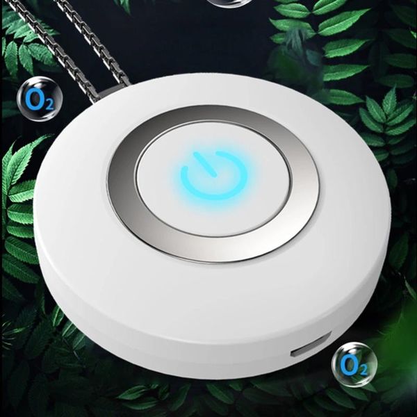 

car air freshener purifier portable anion chain small round for man woman (white)