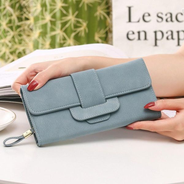 

wallets 2021 ladies clutch bag korean version long fashion casual buckle multi-function wallet card holder, Red;black