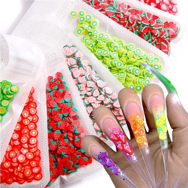 

nail art decorations 3d polymer clay the shape of fruit diy designs decors for women manicure accessories 10g/bag, Silver;gold