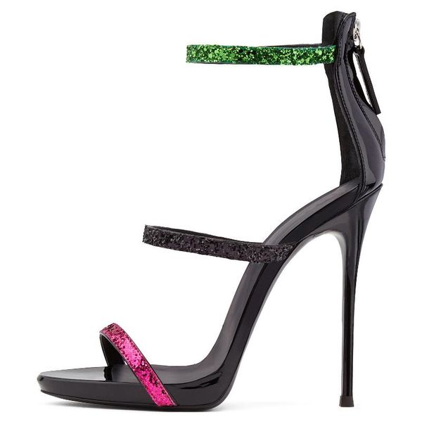 

sandals women's shoes high heel sandals spelling color, Black