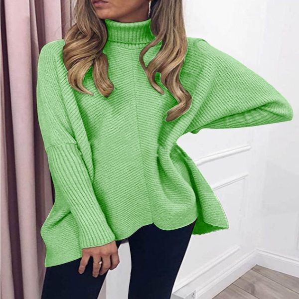 

women's sweaters acrylic sweater autumn winter warm knitted pullover turtlenecks casual loose oversized lady long sleeve 2021, White;black
