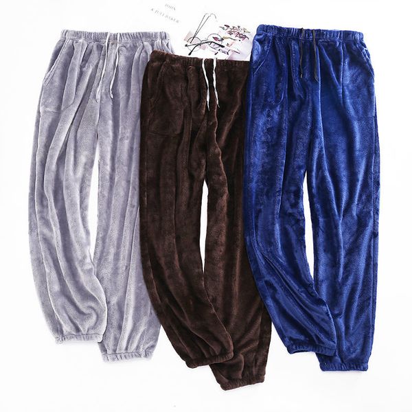 

2021 new autumn flannel man counple outwear casual pants thick homewear pajamas comfort pyjamas awrs, Black;brown