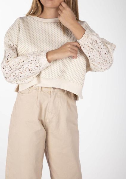 

blue white sleeves ruched blouse