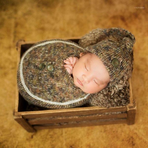 

blankets & swaddling 1set baby stretch wrap knot hat headband born pography prop kid outfit a2ub1