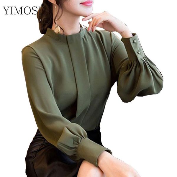 

women's blouses & shirts 2021 spring autumn casual long sleeve women chiffon blouse lady work wear office blusas korean fashion, White