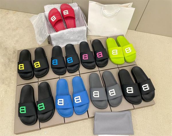 

fashion slide womens sandals mens slippers flat shoes classic rubber fluorescent slipper flip flops luminous shoe heatshoes 36-44, Black