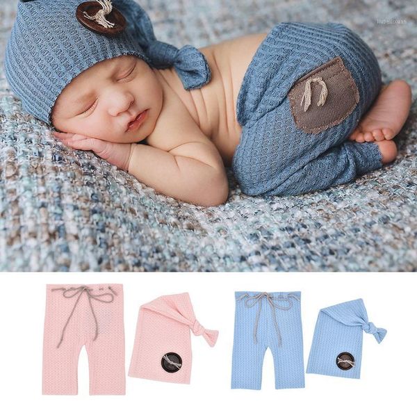 

caps & hats selling born pography set long tail cap two-piece suit baby romper outfits with buttons knotted1, Yellow