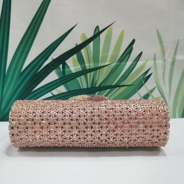 

evening bags pink gold color woman diamond wedding bridal clutches crystal female wallet and purse rhinestone lady party handbag