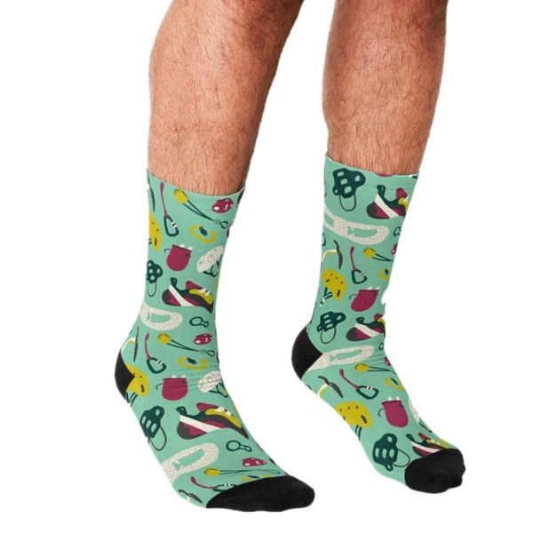 

men's socks 2021 funny rock climb personality pattern printed hip hop men happy cute boys street style crazy for, Black