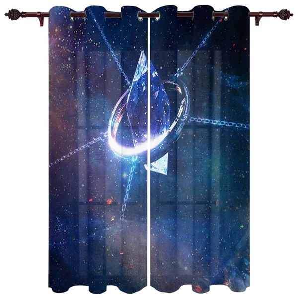 

exquisite home curtains blue crystal sci-fi chain living room bedroom kitchen translucent polyester decorative curtains
