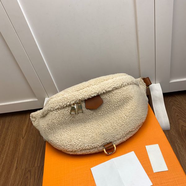 

2021 new style flocking plush women bags it's made of cut canvas fashionable casual temperament it can be used as a fanny pack fashion