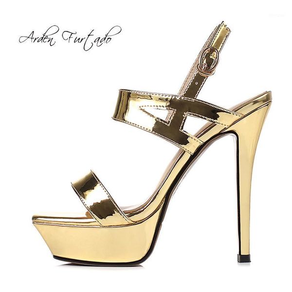 

summer extreme high heels 13cm stilettos square toe gold silver platform sandals party shoes size 33 401, Black