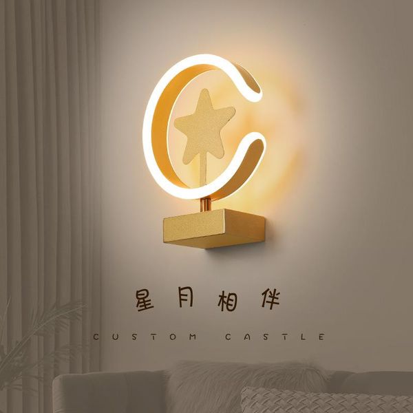 

wall lamp modern simple ins wind star moon image led gold is suitable for living room and bedroom decoration lighting decor