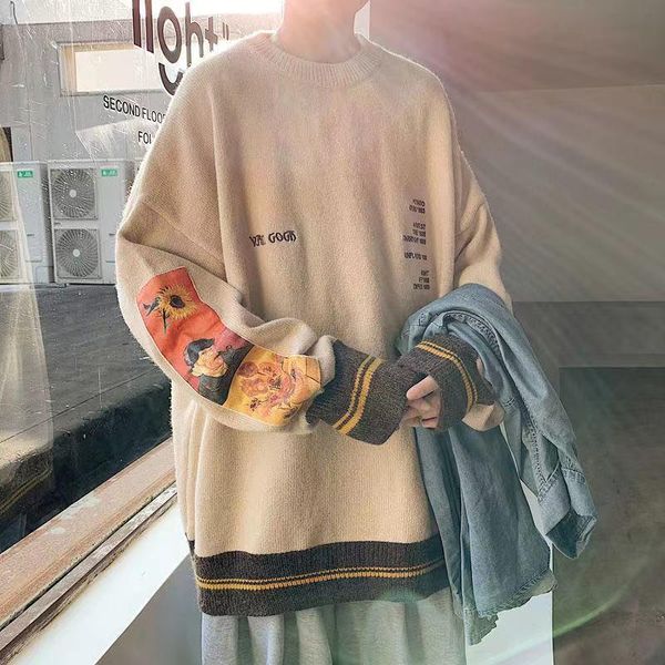 

men's sweaters 2021 winter fashion wool sweater thickened korean cashmere knitting casual retro coats lazy style in warm pullover -2xl, White;black