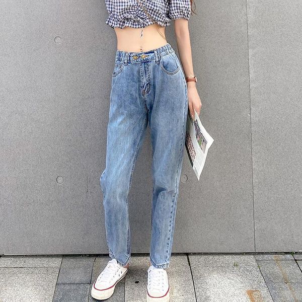 

plus size l-8xl women's high waist slim jeans large size casual denim pants, Blue