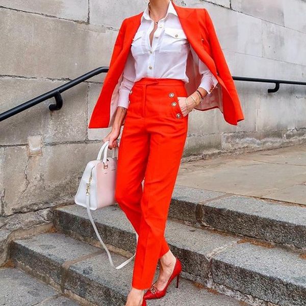 

women's two piece pants autumn solid color long sleeve casual suit coat two-piece female summer clothes women sets 2021 fashion, White