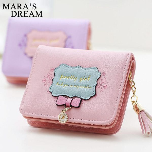

wallets mara's dream 2021 women's explosion wallet small fresh tassel charm zipper buckle short student coin purse, Red;black