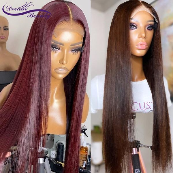 

lace wigs brown front human hair with baby burgundy 180% straight brazilian remy preplucked, Black;brown
