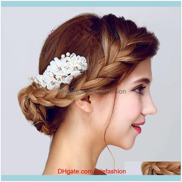 

hair jewelryhair clips & barrettes rhinestone pearl comb aessories for women wedding bride clip flower ornaments bridal head jewelry drop de, Golden;silver
