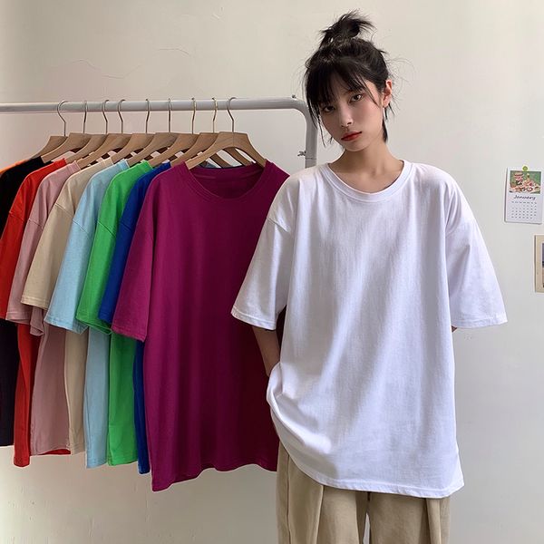 

wholesale summer t shirt women letter printed female white tee o-neck oversize tees short sleeve femme shirt c142 210302