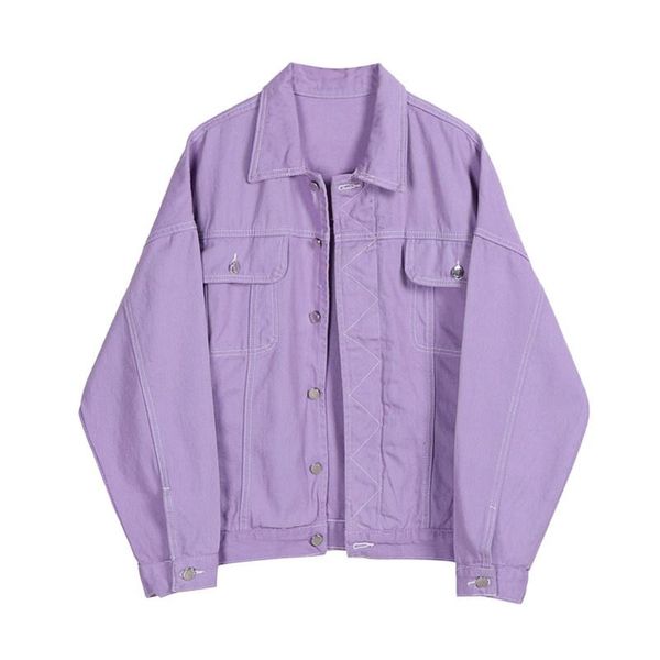 

women's jackets denim jacket women spring oversized purple big pocket casual jean veste en jeans pour femme harajuku, Black;brown