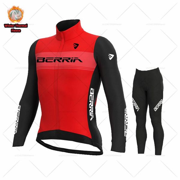 

racing sets 2021 berria winter cycling set men thermal fleece clothing long sleeve road bike suit ropa ciclismo invierno, Black;blue