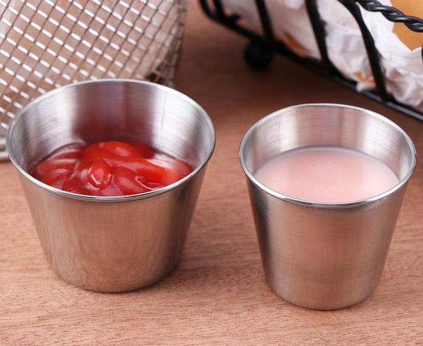 

200pcs stainless steel sauce cups potato chips tomato paste cup restaurant salad sauce dipping bowls