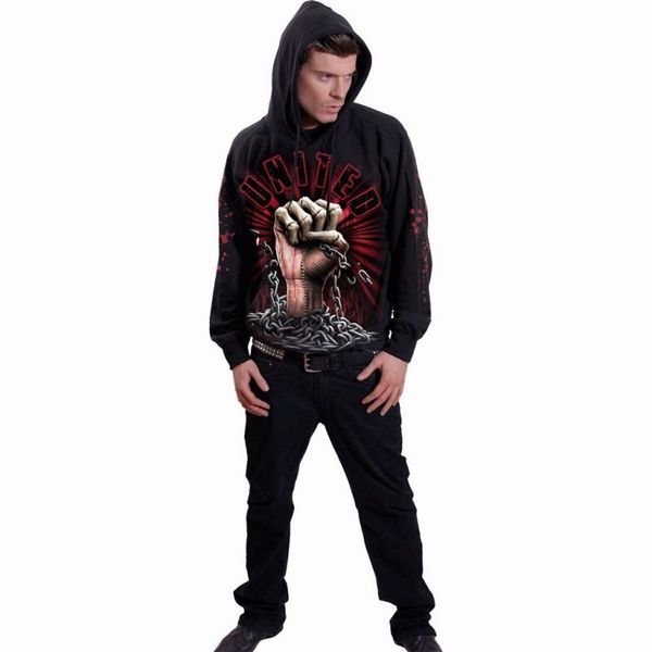 

golden fist pattern 3d printing hoodie visual impact party punk goth round neck high-quality american sweater hoodie, Black